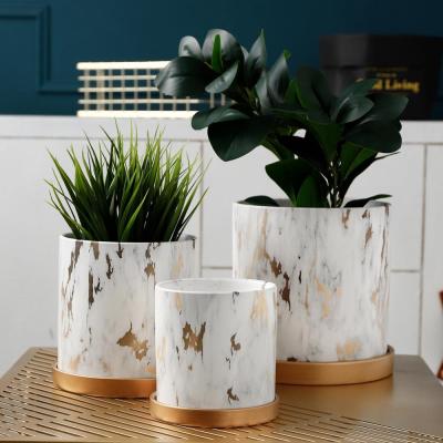 China Europe Decor Modern Custom Round Home Nordic Succulent Cement Small Ceramic White Flower Pot for sale