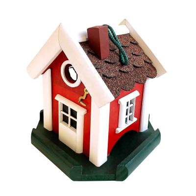 China Fashional High Quality Windproof DIY Outdoor Wooden Wild Animal Shelter Wooden Hanging Bird House for sale