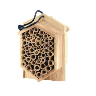 China Small Windproof Hanging Natural Wooden Butterfly And Bee Cage Insect Hotel Bee House for sale