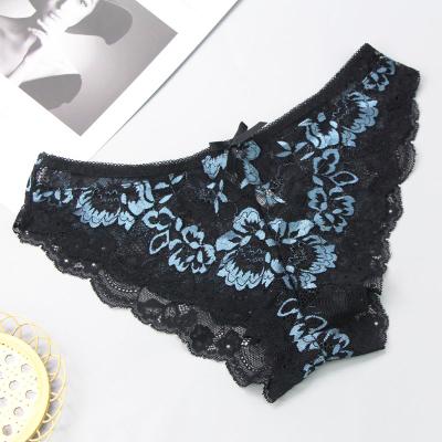 China Low--European and American size sexy underwear lace panties ladies hollowed out thong lace lingerie women sexy low-rise seamless underwear for sale