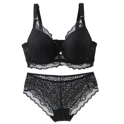 China Sexy lingerie sexy underwear set European and American lift up ladies underwear bra set thick women's bra set sexy girl's lace underwear small for sale