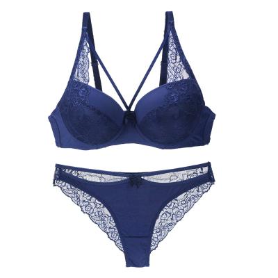 China Sexy lingerie set European fashion ladies bridal bra and panty set women push up lace plus size bra set for sale