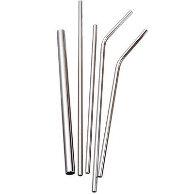 China Sustainable High Quality Silver Color Metal 304 Stainless Steel Straws Metal Drinking Straw for sale