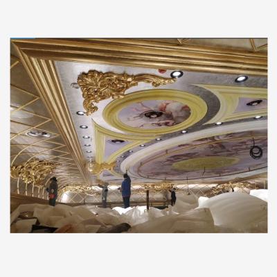 China Reasonable Cost GRG Fiberglass Reinforced Gypsum Ceiling And Wall Panel Golden Molding for sale