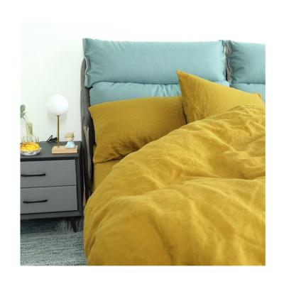 China Low Cost Disposable High Standard 100% French Eco-Friendly Olive Stripe Grass Green Pure Linen Linen Bedding Set for sale