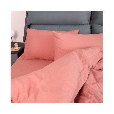 China Disposable Cotton Professional Pink Blanket Low Price Customized Pure French Linen Duvet Bedding Set For Sale for sale