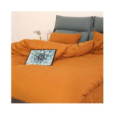 China 100% Pure French Cotton Disposable Exceptional Professional Orange Manufacturer Quality Linen Linen Bedding Set for sale