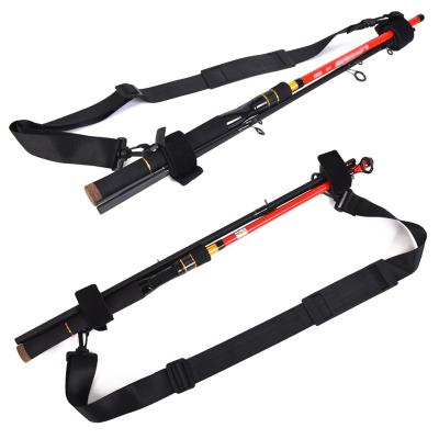 China Fabric nylon Fishing Rod Carry Strap Sling Band Adjustable Shoulder Belt Travel Tackle Holder Portable Adjustable Carry Strap for sale