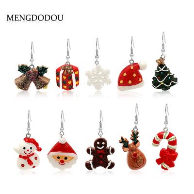 China Other Christmas Gift Cartoon Drip Oil Color Santa Claus Elk Christmas Gift Earrings Lovely for sale