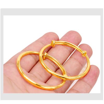 China Religious Children's Bracelet 24K Gold Plated Baby, Gold Bangle With Bell Baby Full Moon Gift Gold Jewelry for sale