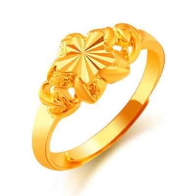 China Retro Style Wedding Bridesmaid Ring Romantic Opening 24K Gold Ring For Girl for sale