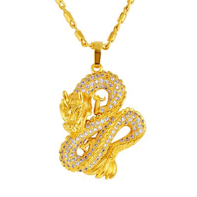 China Other New Brand Gold Dragon Decoration Thin Gold Dragon Pendant 3D Hard Gold Pendant Dragon Necklace S for sale