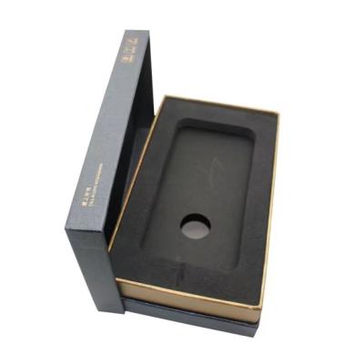 China Recycled Materials Custom Design Luxury Black Paper Package Cardboard Empty Mobile Phone Cell Phone Box for sale