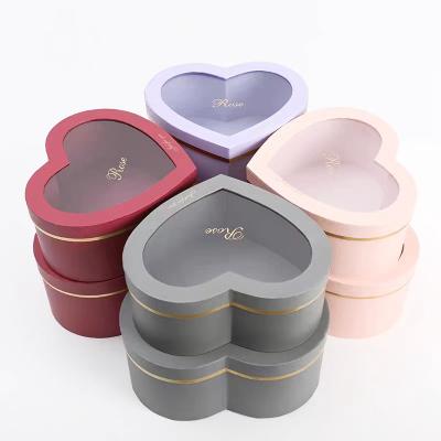 China OEM Recyclable Custom Luxury Round Hat Box Cardboard Rose Flower Box Heart Shape Gift Box for sale