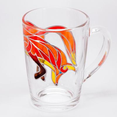 China WITH LID personalized hand painted stained glass mug kitsune fox effect fox mug unique lover gift for sale