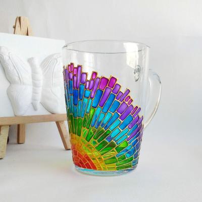 China Home Mug Fantasy Rainbow Fantasy Bar Hotel Restaurant Mosaic Sun Catcher Colorful Hand Painted Glass Mug for sale