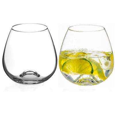 China New Classic/Postmodern Pairs Auris Crystal Glass Undecorated Without Stem Gin Copa Party Glass Stemless for sale