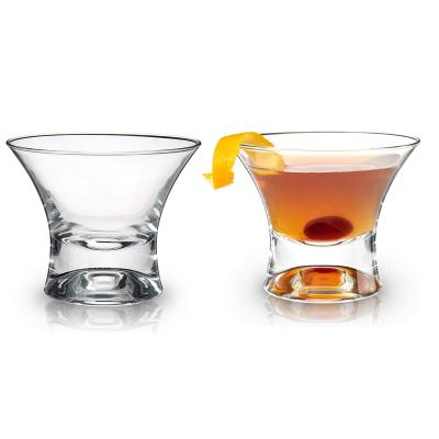 China New Classic/Postmodern Set of 2 Crystal Clear Glass Heavy Base Premium Lead Free Manhattan Stemmed Martini Cocktail Glass for sale