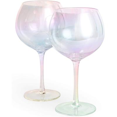 China New Classic/Postmodern Set Iridescent Perfect Juniper 2 Stem Cocktail Glass and Gift Rainbow Tonic Pearl Long Tall Gin Balloon Glasses for sale