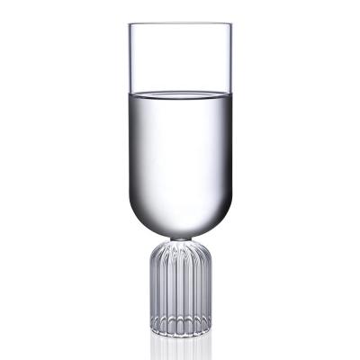 China New Classic/Postmodern May Mouth Collection Hand Blown Glass Features Pleated Stem Champagne Glass for sale