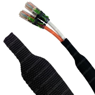 China Abrasion Resistance And Hampool Wire And Cable Protection Black Polyester Heat Shrink Antivibration Material Tubing for sale