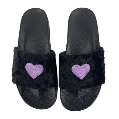 China Wholesale Popular Anti-Slippery Flat Hairy Slippers Greatshoe Black Fur Ladies Slips Women Slippers Bulk 2021 Pink Slides Sandals for sale