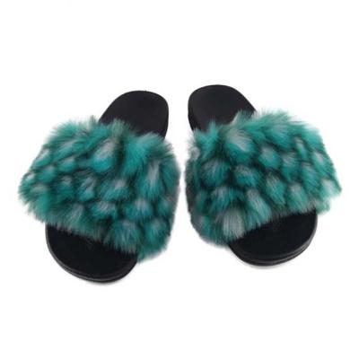 China Fashion Anti-slippery Custom Design Soft Fluffy Fur Shoes Ladies Slide Shoes Girls Furry Fur Slipper For Women for sale