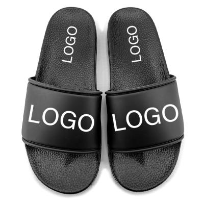 China Greatshoe Breathable Single Slide Sandal , Black PVC Mens Slide Sandal Shoes Custom Logo Women Slide Sandal Men Slipper for sale