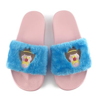 China Anti-Slippery Fashionable Fur Winter Ladies Indoor Slides Sandals Customize Slippers Girls Sliders Logo Slippers Sandals For Women for sale