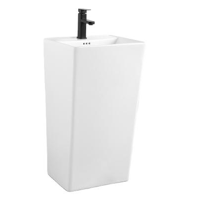 China Modern Durable Using Full Ceramic Crystallization Hotel Wall Wash Hand Basin One Piece Pedestal for sale