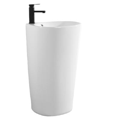 China Modern Hot Selling Single Hole Hand Hole Ceramic Sanitary Wash Free Pedestal Modern Oval Basin for sale