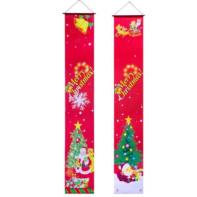 China Healthcare Institutes Hot sale polyester fabric Merry Christmas printing couplet 30x180cm outdoor decoration for sale