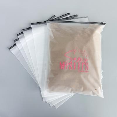 China shoes & custom apparel logo zipper bags clothes packaging bag Eco friend PE zip lock frosted plastic ziplock tote bag with your logo for sale