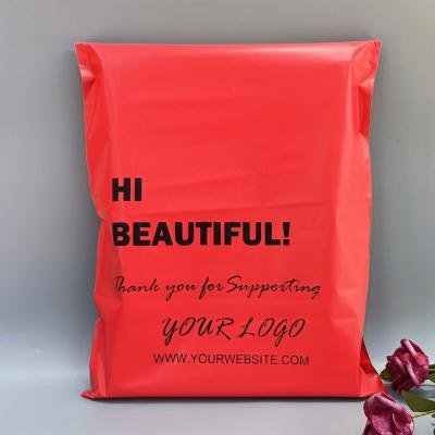 China shoes & Clothing Customized Red Mailing Bags With Logo Printing Packaging Use Eco Friendly Poly Bags Custom Clothing Envelopes Bags for sale