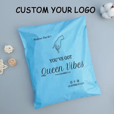 China shoes & clothing manufacturing light blue messenger Mailer Mailing Bags with Logo Wholesale Printed Logo Mailer bags poly bags custom ads for sale