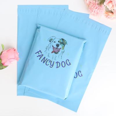 China shoes & transparent color printed custom LOGO garment mailing bag poly light blue PE garment bag poly thickened pocket mailing bag for sale