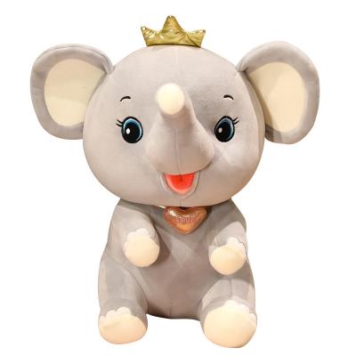 China Wholesale Plush Love Elephant Doll Baby Elephant Pillow Toy Sleeping Crown Elephant Toy Kids Gift for sale