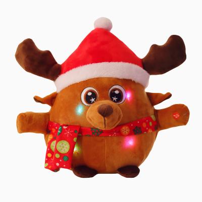 China Custom Cute Deer Santa Claus Christmas Toys Hot Selling Animated Singer Reindeer Dolls Stuffed Toy Mini Small Promotional Cheap Plush Doll for sale