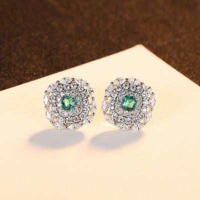 China Central Statistical Institute Fashion OL Silverear Cute Emerald Earrings 925 Silverear Cute Advanced Nail Japanese and Korean Simple Style for sale