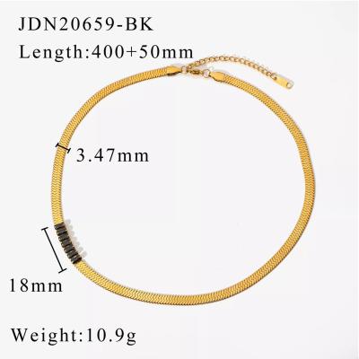 China 18K Stainless Steel Snake Color Zirconium Blade Chain Necklace Rectangular Ladies Gold Plated Herringbone Women's Jewelry for sale