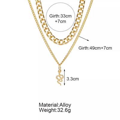 China Fashion Hakka Europe and America new snake pendant necklace in the wind thick chain double chain woman for sale