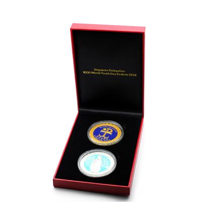 China Wholesale Europe Stock Sales Zinc Alloy 3D Metal Stamped Colors UV Printing Commemorative Christmas Coin for sale