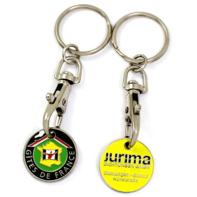 China etc zinc alloy no minimum Token custom keychain, token coin trolley coin key chain for car logo for sale