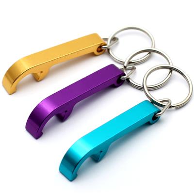 China Mini Portable Pocket Metal Bar Customized Viable Tools Aluminum Bottle Opener Key Ring Keychain Beer Bottle Opener for sale