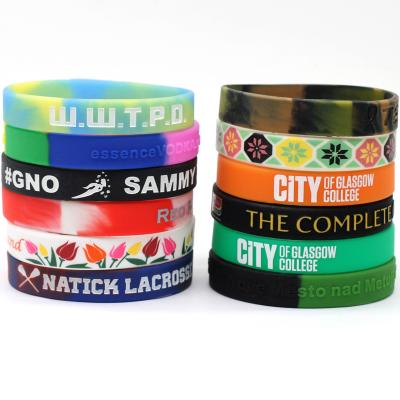 China Silicone Wristband Wrist Band Environmental Friendly Design Your Own Logo Rubber Silicone Bracelets Custom Made Personalized Cheap for sale