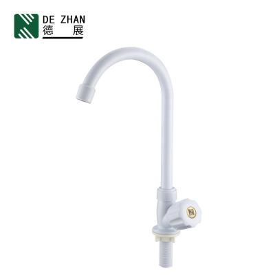 China Eco-friendly Single Cold ABS White Plastic Kitchen Faucet Deck Mounted Kitchen Faucets for sale