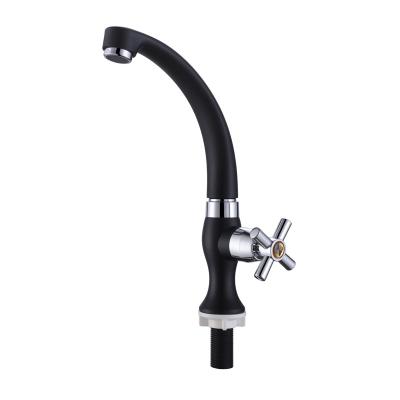 China Black ABS Kitchen Faucets Vertical Sink Faucet Metered Cold Tap for sale