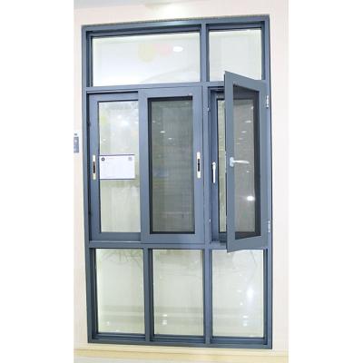 China Soundproof; security black color aluminum sliding windows and doors with mosquito net for sale