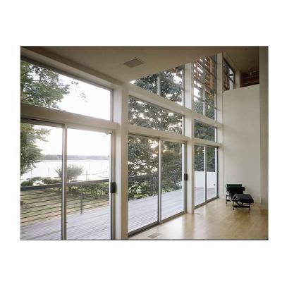 China Soundproof; modern interior safety wood color floor to ceiling aluminum windows and doors for sale