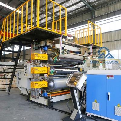 China 2440 mm lengte PVC kunstmatige marmeren plaat machine extrusie lijn met ABB inverter Te koop